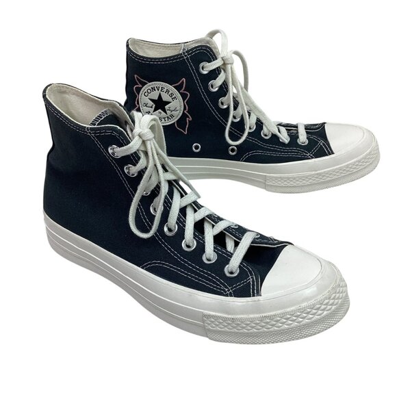 Converse All Star Floral Embroidered High Top Sneakers Womens 9 Black Canvas - Picture 9 of 14